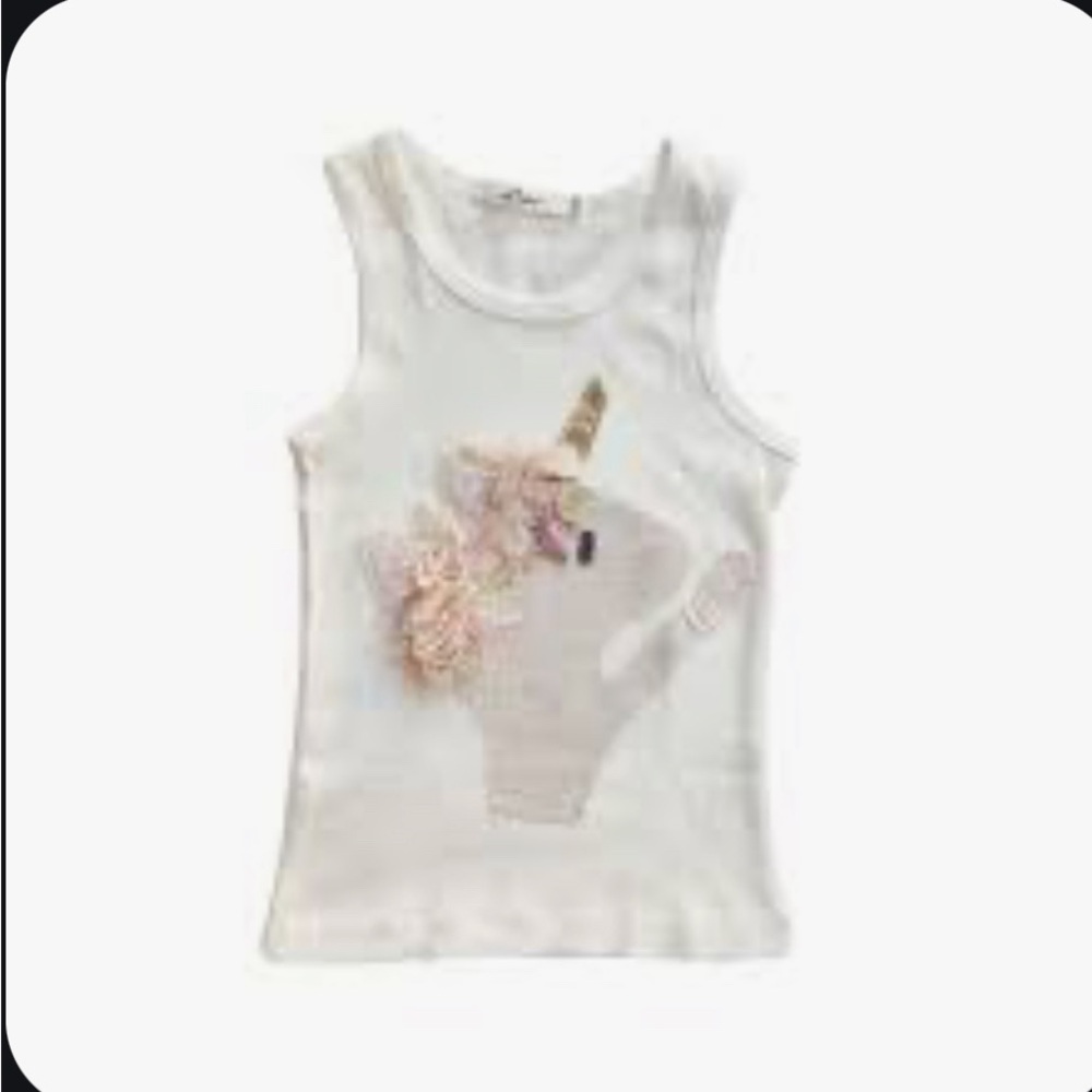 Kids White Unicorn Tank Top